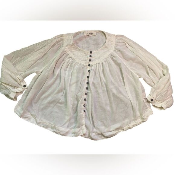 We The Free White Flowy Cotton Button Down Cool Meadow Boho Top - Picture 5 of 16